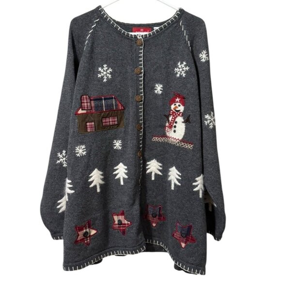 Holiday Lodge by North Crest Ugly Christmas Sweater Embroidery Women Size 4X - Picture 1 of 10